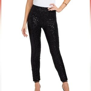 TIPSY ELVES BLACK SEQUIN HIGH WAIST LEGGINGS  Women's Size Small  LINED - NEW!!